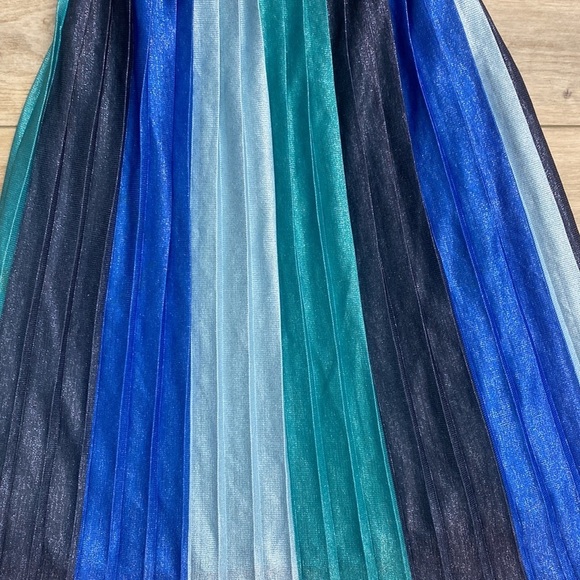 Maeve Blue and Green Striped Midi Skirt - Picture 4 of 16